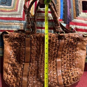 Brown Woven Leather Tote Bag
